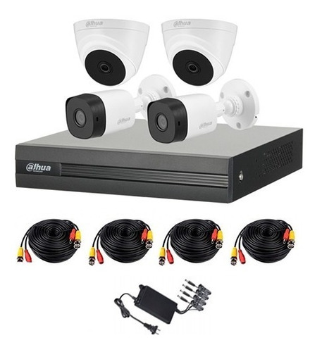 Kit De Cctv Hdcvi Dahua 4 Cámaras 1080p 3.6mm