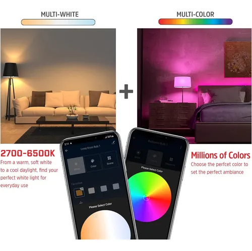 Bombilla Led Rgb Multicolor Y Multicolor Con Control De Voz