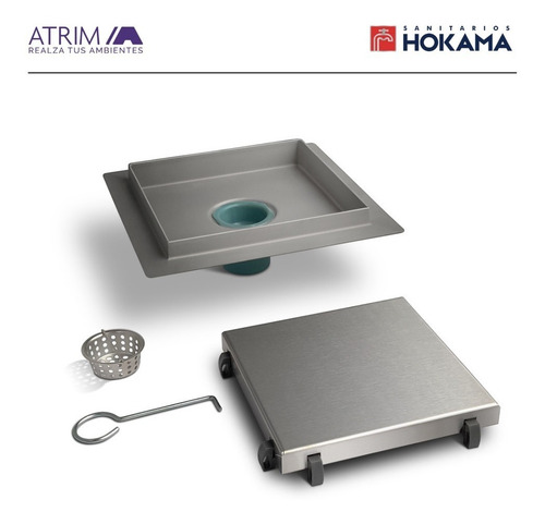 Imagen 4 de 10 de Portareja Cuadrado 15 Desague Baño Acero Compatible Awaduct