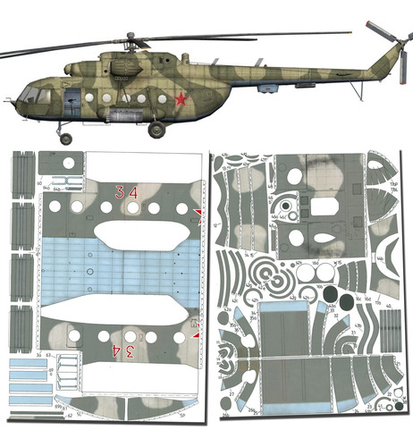 Mil Mi-8 T Escala 1.33 Papercraft