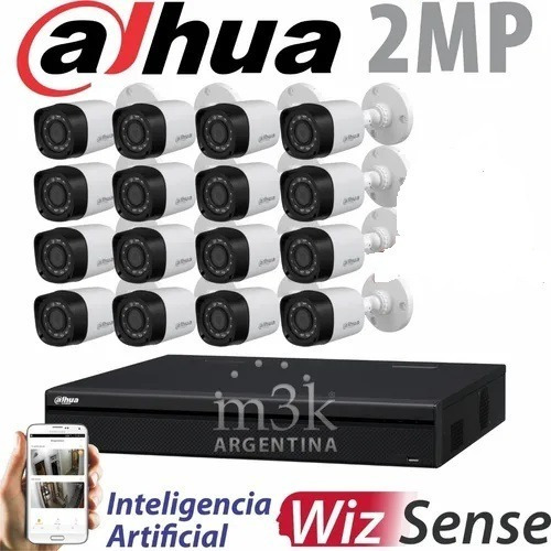 Kit Seguridad Dahua Dvr 16 Ch + 16 Cámaras 2mp/1080/fullhd