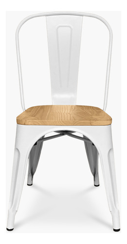 Pack 4 Sillas Tolix Asiento Madera Blanco Form