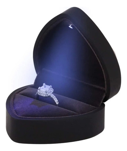 Caja De Anillo De Compromiso En Forma De Corazón Con Luz Led