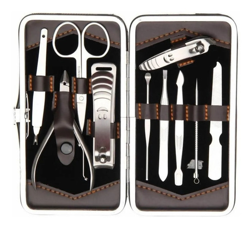 Set De 11 Piezas Corta Uña Manicure Pedicur Unisex Estuche 