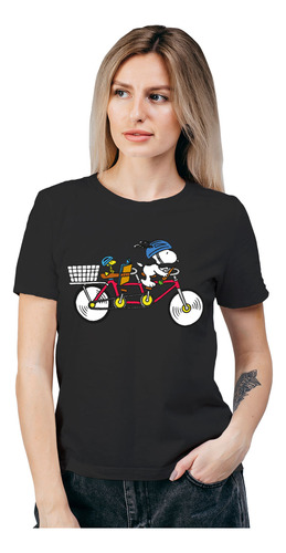 Polera Mujer Snoopy Bicicleta Tandem Algodon Organico Wiwi