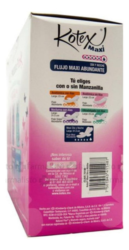 Kotex Kit Toallas Maxi Día / Noches 20 Piezas + Bodi Mist 10