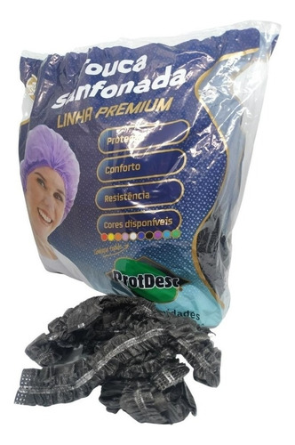 Touca Gorro Elastico Preto / Rosa C/ 100 Un Protdesc Pct