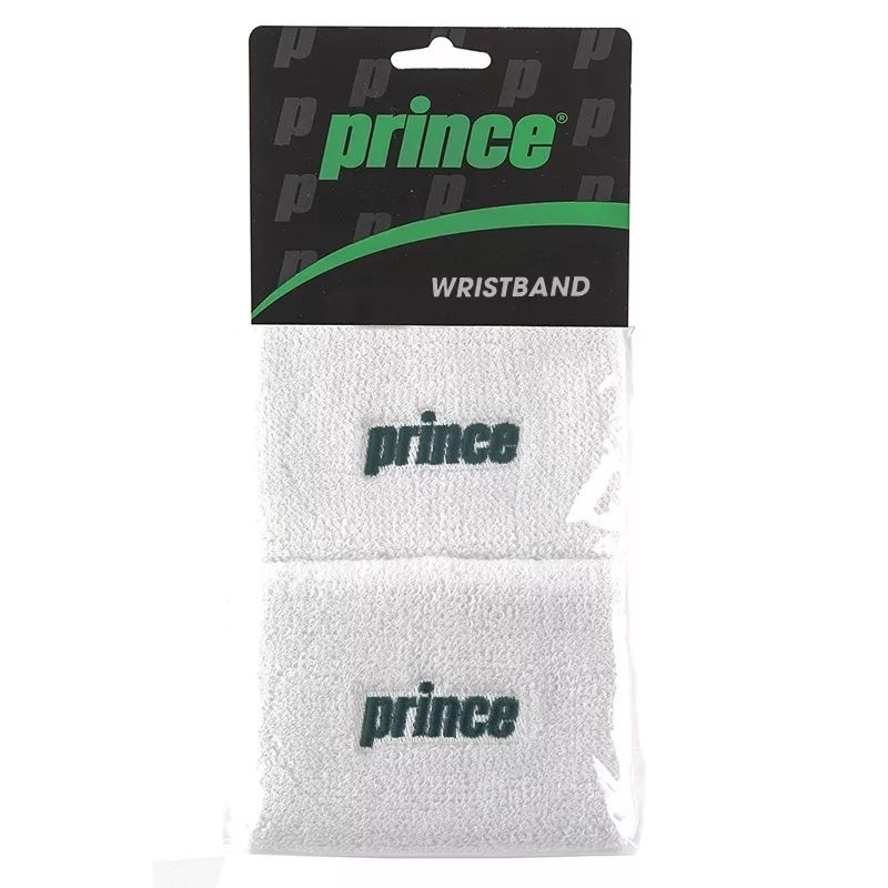 Muñequera Prince Blanca Logo Negro Tenis Padel Squash Color Blanco