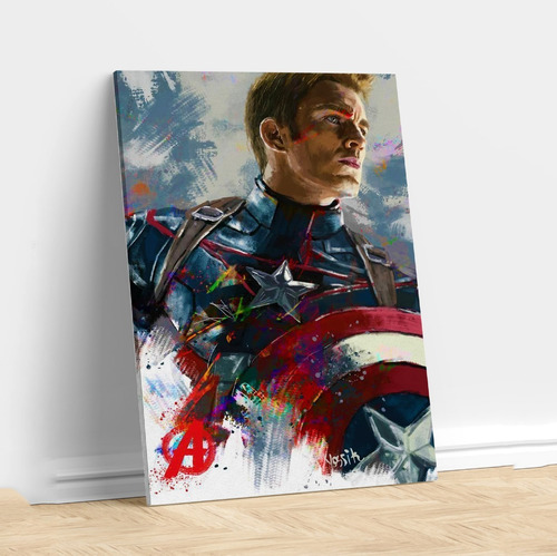 Capitan America Cuadro Decorativo Moderno Arte Marvel Pieza