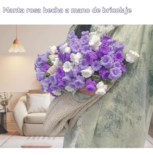 Cj Manta De Rosas Hecha A Mano, Ramo De Crochet