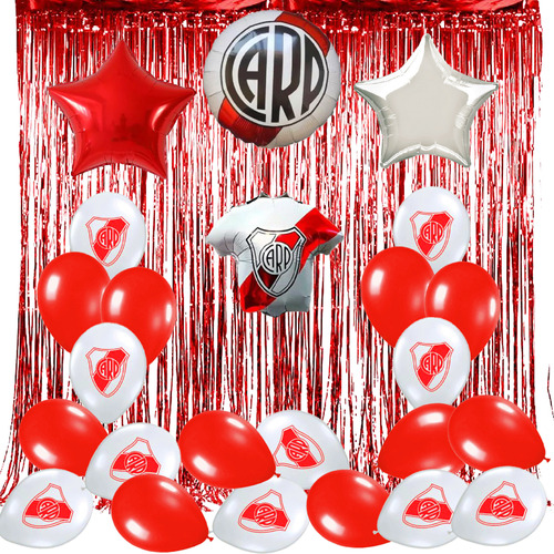 Pack Globos River Plate Combo Deco Kit Con Cortinas