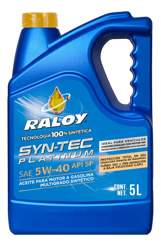 Aceite 5w40 Sintético Raloy Platinum Sae Api Sp