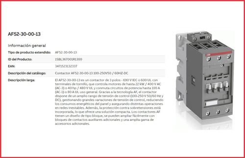 Contactor Abb Trifasico Af52