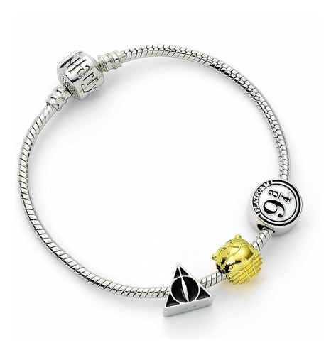 Pulsera Oficial De Harry Potter Bañada En Plata Con Reliquia