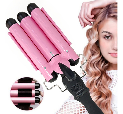 Waflera Fd Triple Rizadora De Cabello Ondas Playeras Color