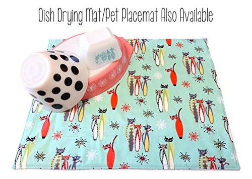 Toalla De Mano Colgante - Mod Cats On Aqua Con Tela Coral St