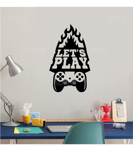 Sticker De Pared Let´s Play Gamer Vinilo Decorativo 