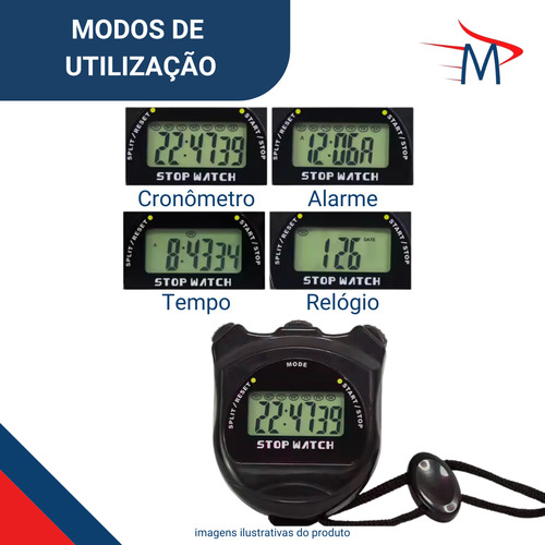 Cronômetro Digital Multifuncional Com Bolsinha Transporte