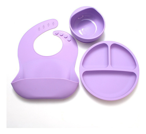 Set De Vajilla Infantil Cinco Piezas Silicona Con Anticaída