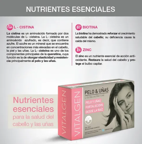 Ena Vitalgen Pelo & Uñas L-cistina Biotina Zinc X30 Comp.