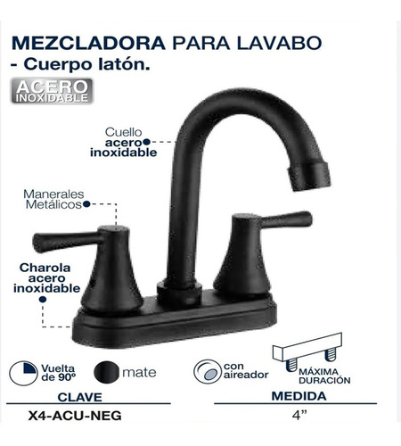 Imagen 5 de 5 de 2 Llaves Fregadero Cocina Y Lavabo Baño Negro Mate Cisne