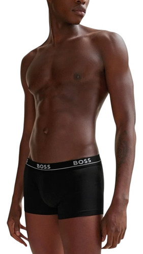 Boxer Trunk Hugo Boss Algodón Elastico 3 Pack Color Negro