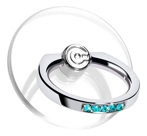 Anillo Soporte Para Celular Transparente C/ Strass-aquamarin