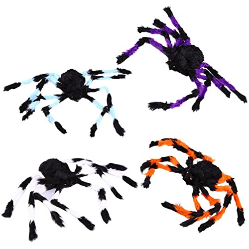 4 Pcs Halloween Realistic Spider Decorations, Colorful ...