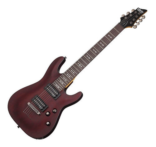 Imagen 2 de 3 de Guitarra eléctrica Schecter Omen-7 de tilo walnut satin satin con diapasón de palo de rosa