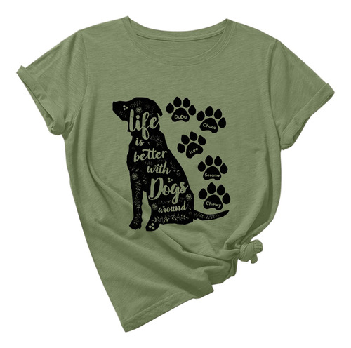 Is Batter With Dogs Around Camiseta Letra Impresa Para Mujer
