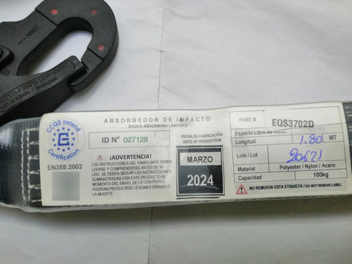 Absorbedor De Impacto Dielectrico Tipo Y + Arnés 4 Argollas