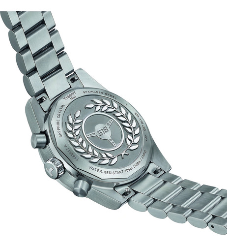 Reloj Tissot Prs 516 Quartz Chronograph 40mm T1494171105100 Malla Plateado Bisel Negro Fondo Negro