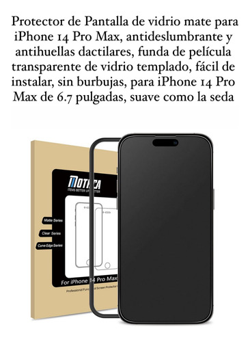 Vidrio Templado iPhone 14 Pro Max Antihuellas 