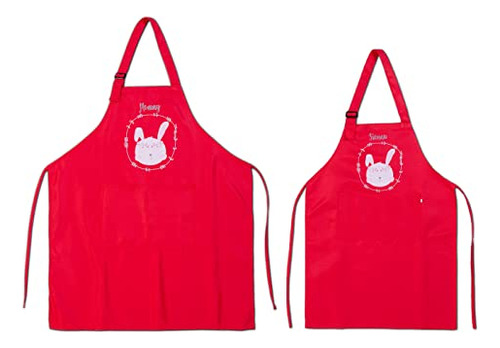 Delantales De Cocina De Pascua Con 2 Bolsillos Con Conejo Y