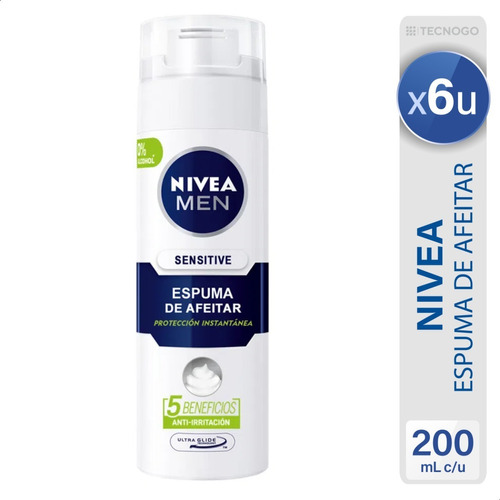 Nivea Espuma De Afeitar Sensitive Piel Sensible Pack X6