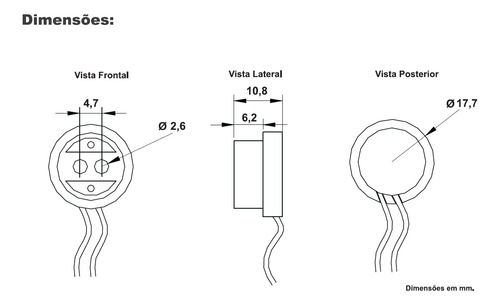 Soquete Base G5 Para Lâmpada Tubular T5 C/ Rabicho - 100 Und