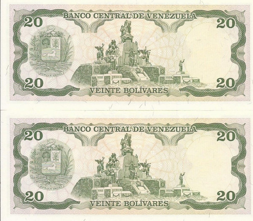Imagen 2 de 3 de 2 Billetes Consecutivos 20 Bolívares 10-02-98 S/f48369270/71