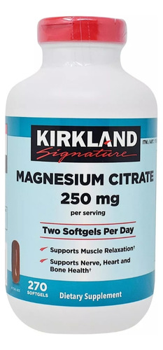 Kirkland Citrato De Magnesio 250mg 270 Cápsulas 