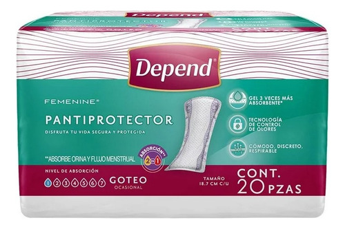 Pantiprotector Para Incontinencia Depend Femenine Pantiprote
