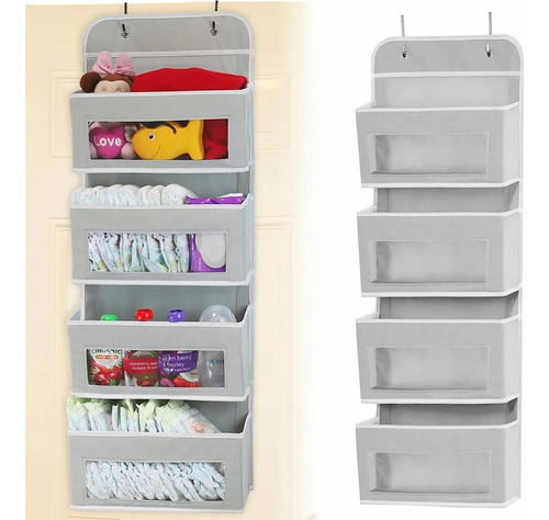 Organizador Bolsillo 4 Transparentes Compartimentos Ventanas Gris