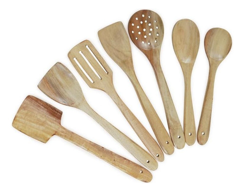 Cucharas Y Espátulas De Madera De Cocina De 7 Piezas Hechas 