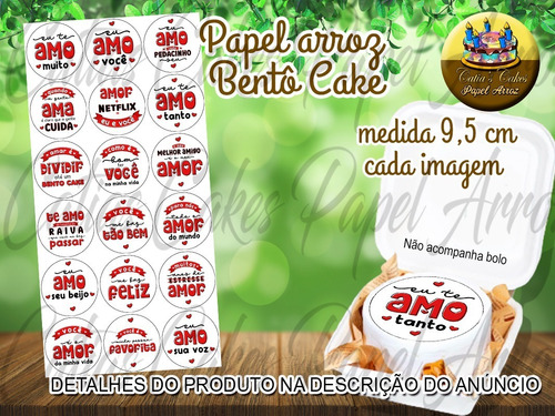 Kit Com 18 Papel De Arroz Bento Cake Mini Bolo Flork 9,5  Cm