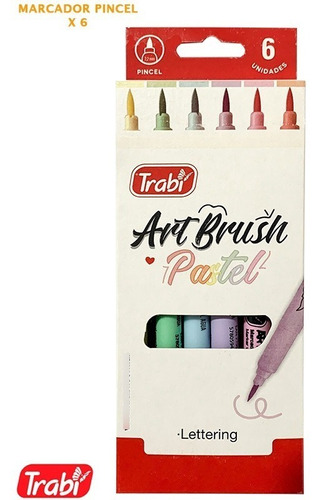 Marcador Punta Pincel Trabi Art Brush Pastel X6