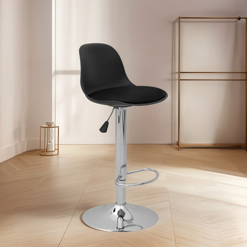 Silla Banco Bar De Barra Taburete Mostrador Para Comedor Pu Acabado De La Estructura Laqueado Color Negro