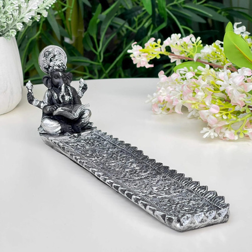 Porta Incienso Meditación Ganesha Silver 24cm