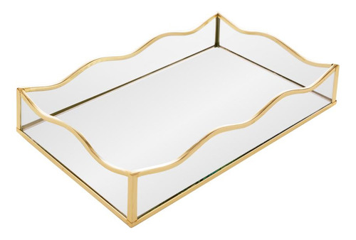 Bandeja Com Espelho Lyor Ocean 15cm X 25cm X 4cm Dourada