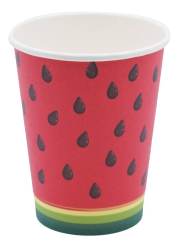 Vaso Polipapel Sandia Fruta Verano Tropical X6 Unidades