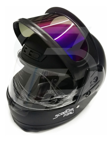 Casco Para Moto Scooter Negro Unisex Reforzado Doble Visor