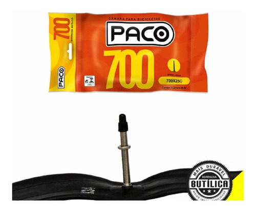 Câmara De Ar Paco 700x25c Presta 48mm