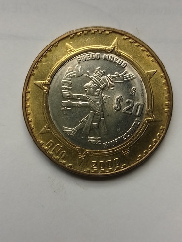 Moneda De $ 20.00 Sr. Del Fuego Nuevo Xiuhtecuhtli (Usado)